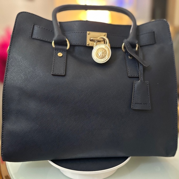 Michael Kors Handbags - MICHAEL KORS Hamilton Medium Blue Saffiano Leather Satchel Bag in EUC